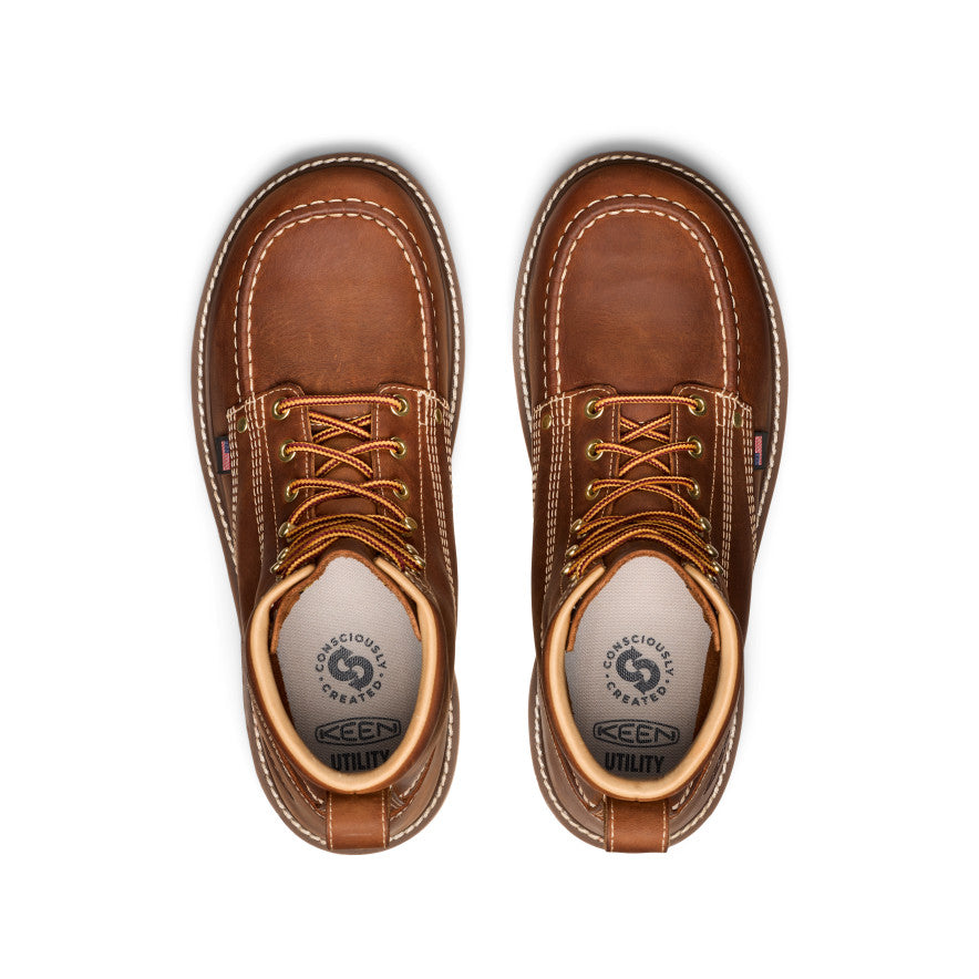 Keen Men's Liberty 6" Boot (Soft Toe) | Leather Brown/Birch