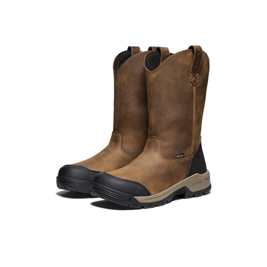 Keen Men's Evanston Pull-On Waterproof Boot (Soft Toe) | Bison/Black