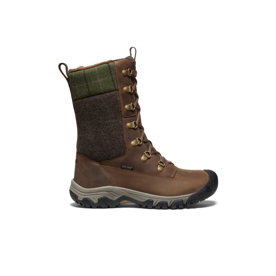 Keen Women's Greta Tall Waterproof Boot | Dark Earth/Green Plaid