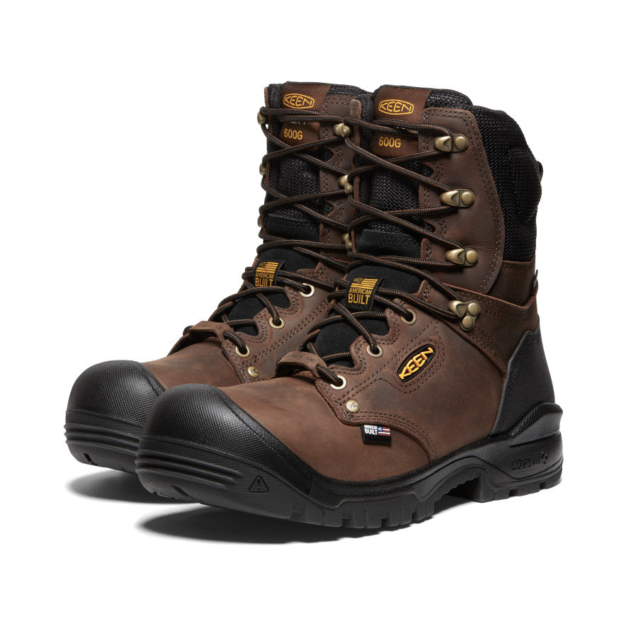 Keen Men's Independence 8" Insulated Waterproof Boot (Carbon Toe) | Dark Earth/Black