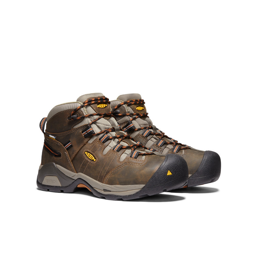 Keen Men's Detroit XT Waterproof Boot (Soft Toe) | Black Olive/Leather Brown