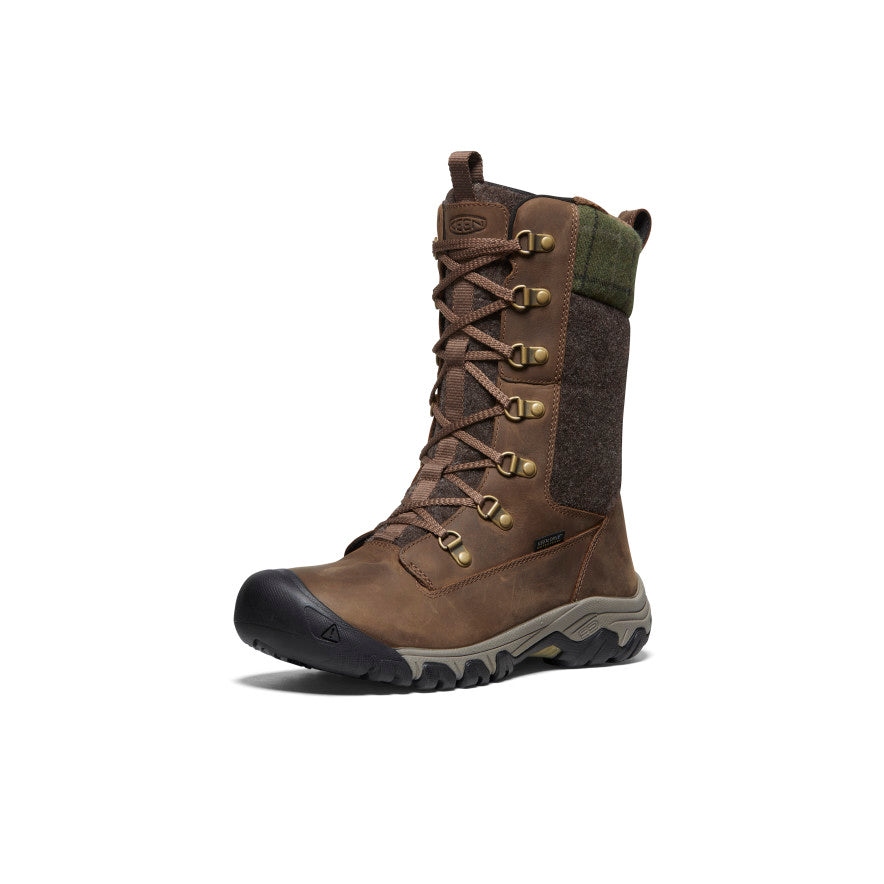 Keen Women's Greta Tall Waterproof Boot | Dark Earth/Green Plaid