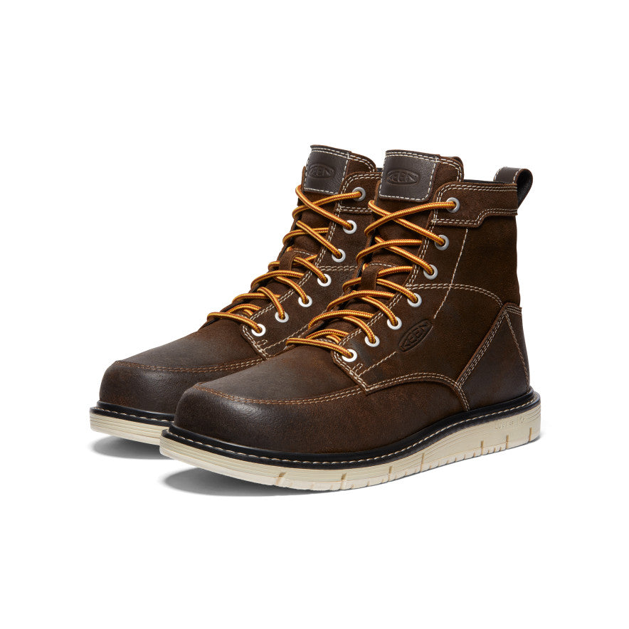Keen Men's San Jose 6" Boot (Soft Toe) | Coffee Bean/Star White