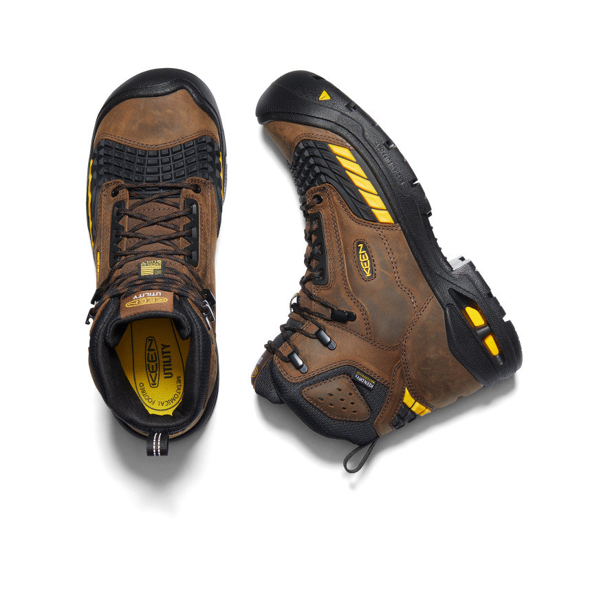 Keen Men's Troy 6" Waterproof Boot (Carbon Toe) | Dark Earth/Black