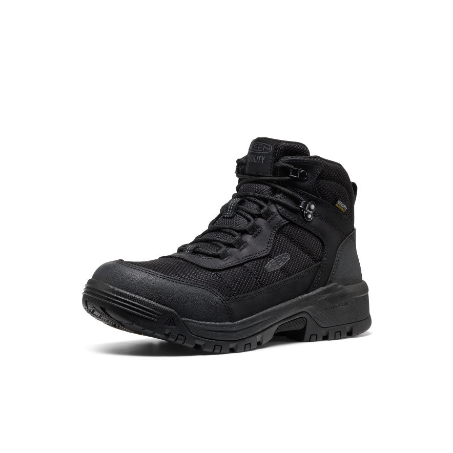 Keen Men's Skokie Waterproof Work Boot (Soft Toe) | Black/Black
