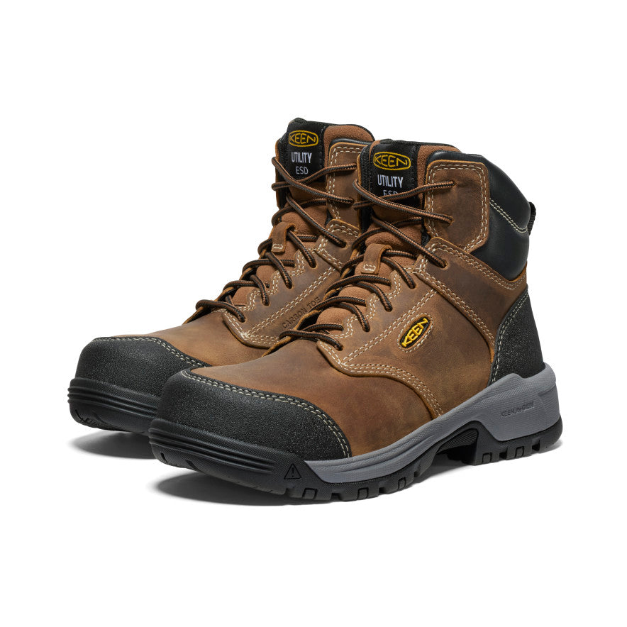 Keen Women's Evanston 6" ESD Boot (Carbon Toe) | Bison/Black