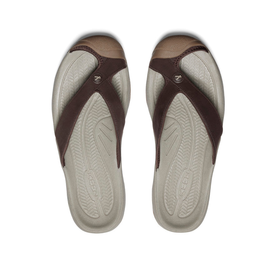 Keen Men's Waimea Leather Flip-Flop | Java/Plaza Taupe
