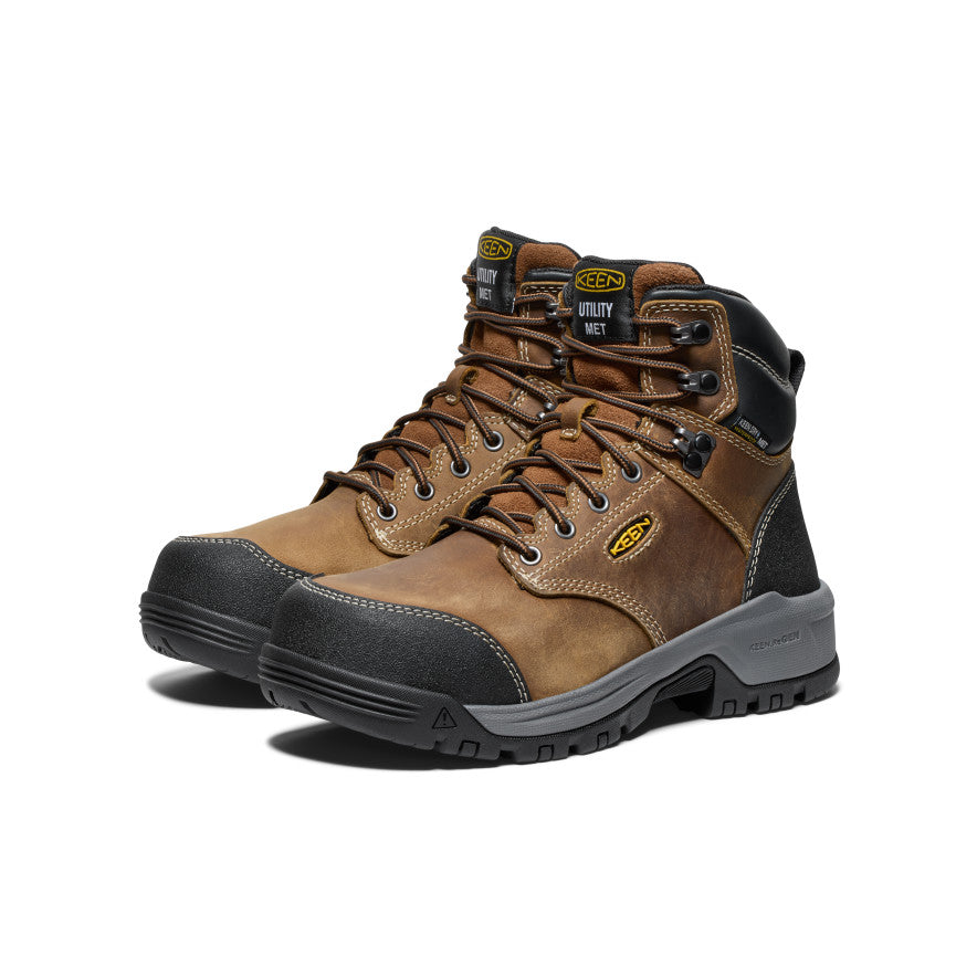 Keen Women's Evanston 6" Waterproof Boot INT MET (Carbon Toe) | Bison/Black