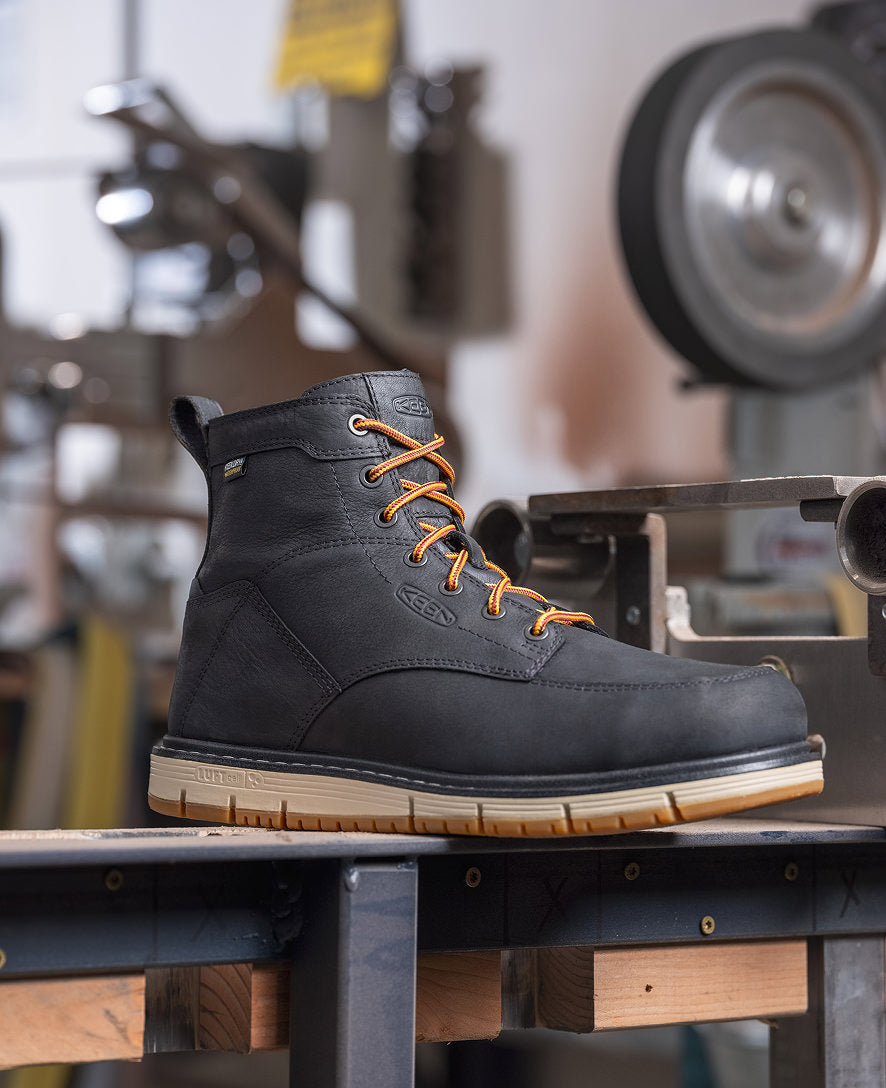 Keen Men's San Jose 6" Waterproof Boot (Aluminum Toe) | Black/Gum