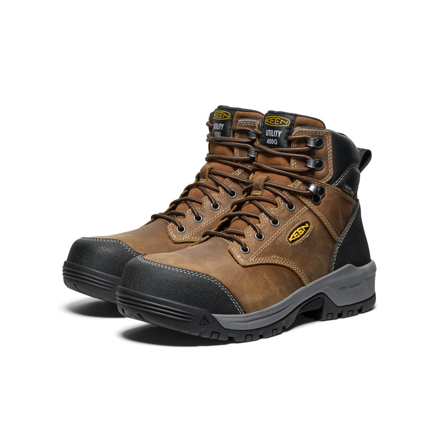 Keen Men's Evanston 6" Insulated Waterproof Boot (Carbon Toe) | Bison/Black