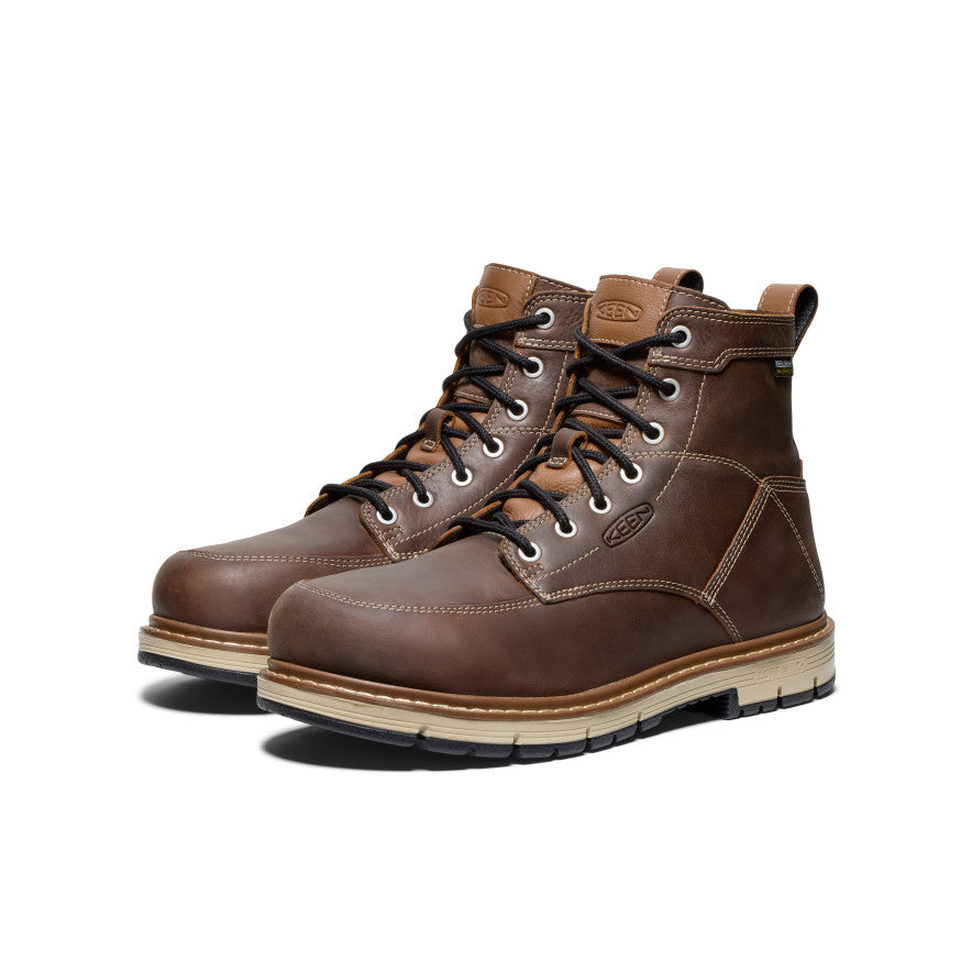 Keen Men's San Jose 6" Waterproof 90° Heel Boot (Aluminum Toe) | Bison/Black