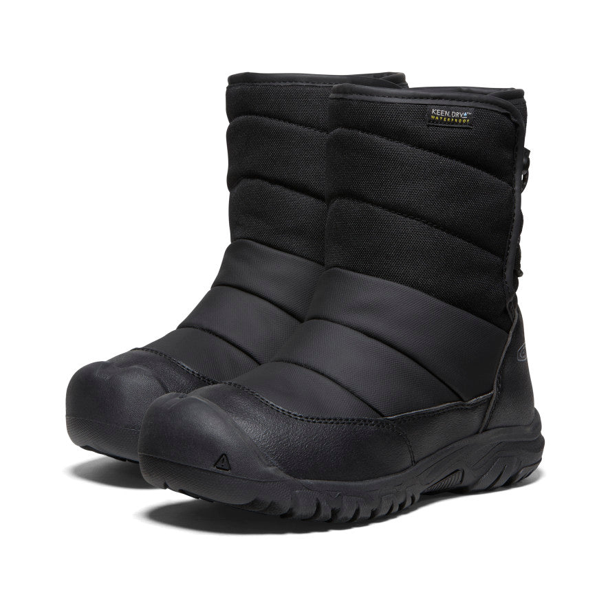 Keen Big Kids' Puffrider Waterproof Winter Boot | Black/Steel Grey