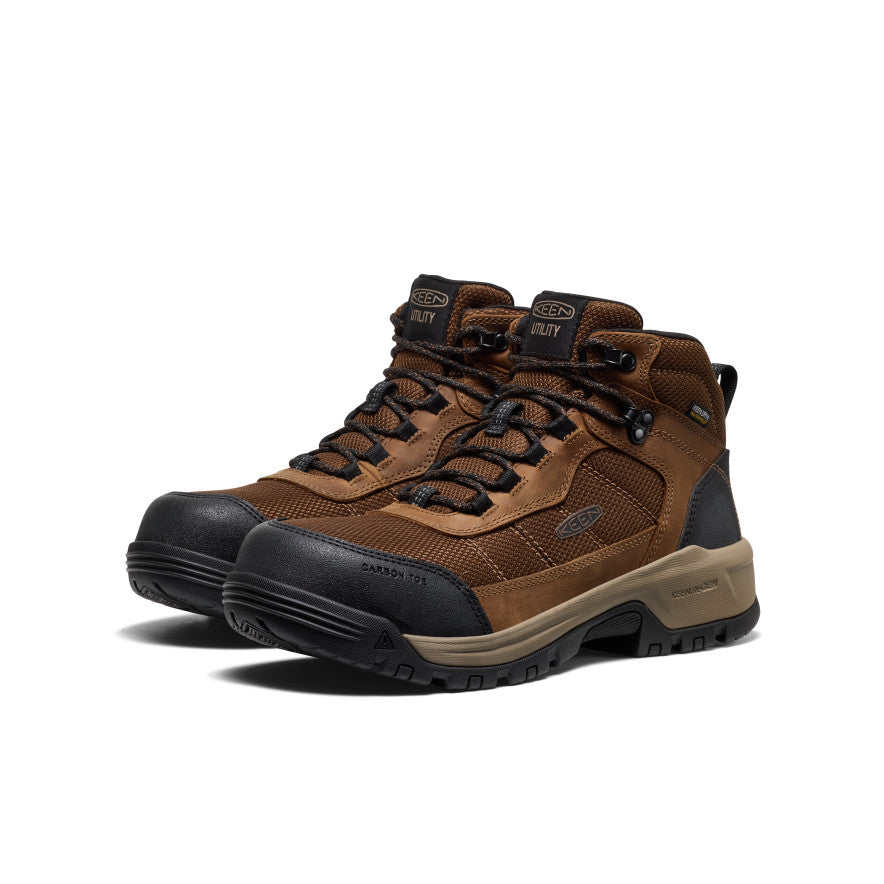 Keen Men's Skokie Waterproof Work Boot (Carbon Toe) | Dark Earth/Black