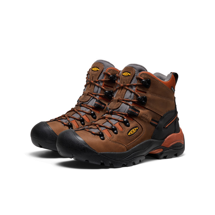 Keen Men's Pittsburgh Energy 6" Waterproof Boot (Soft Toe) | Cascade Brown/Black