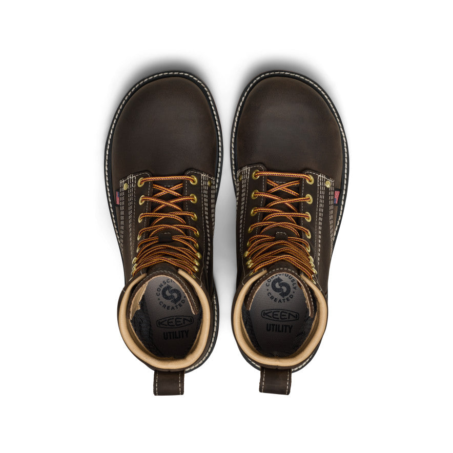 Keen Men's Liberty 8" Waterproof 90° Heel Boot (Carbon Toe) | Coffee Bean/Black