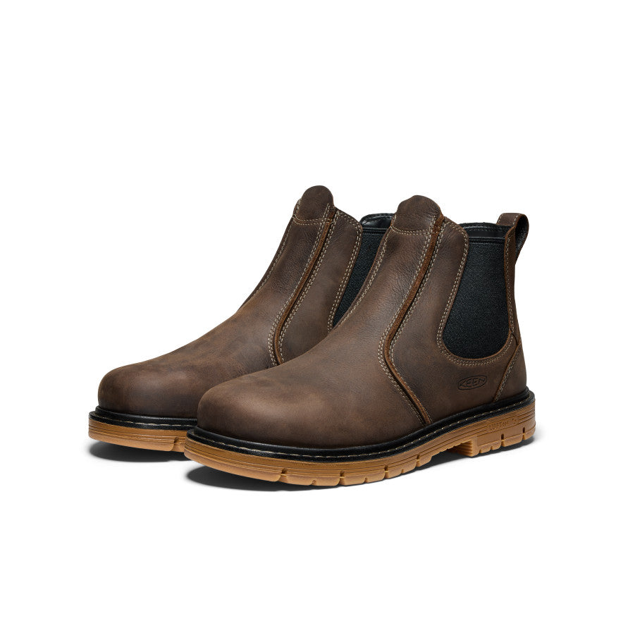 Keen Men's San Jose Chelsea 90° Heel Boot (Aluminum Toe) | Cascade Brown/Gum