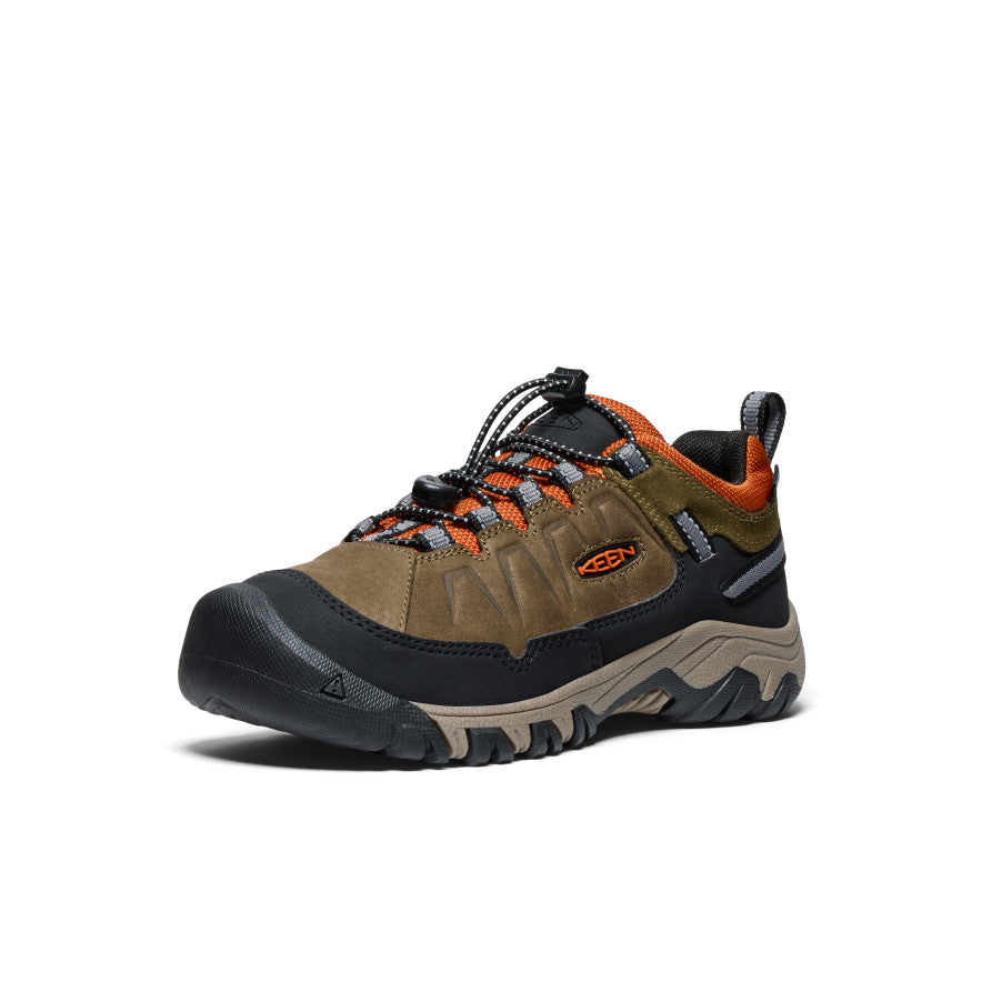 Keen Big Kids' Targhee IV Waterproof Hiking Shoe | Dark Olive/Gold Flame