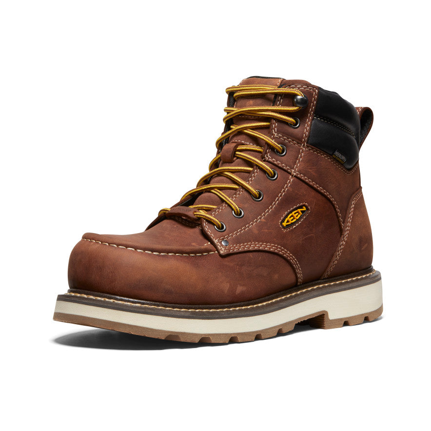 Keen Men's Cincinnati 6" Waterproof 90° Heel Boot (Carbon Toe) | Tuscan Red/Sandshell