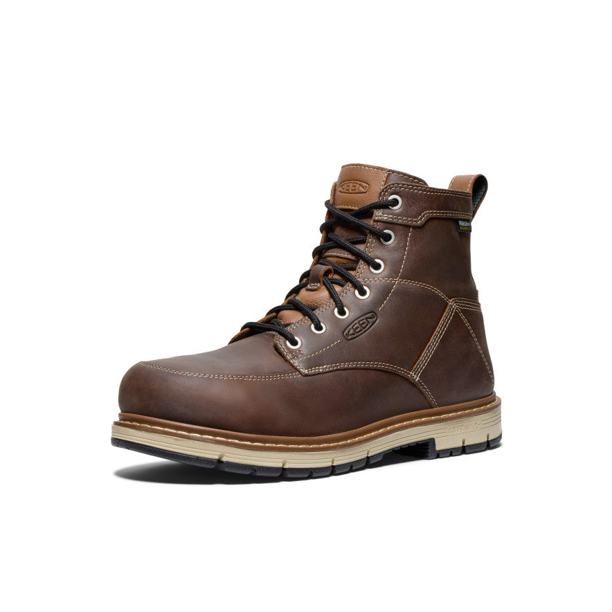 Keen Men's San Jose 6" Waterproof 90° Heel Boot (Aluminum Toe) | Bison/Black
