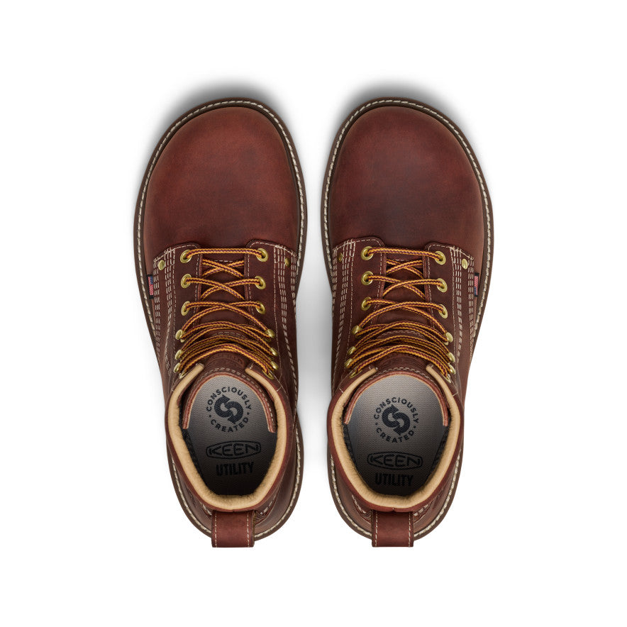Keen Men's Liberty 6" Waterproof 90° Heel Boot (Carbon Toe) | Bombay Brown/Gum