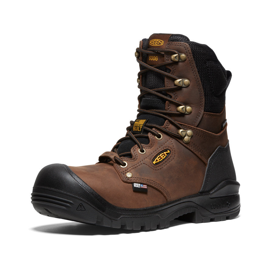 Keen Men's Independence 8" Insulated Waterproof Boot (Carbon Toe) | Dark Earth/Black
