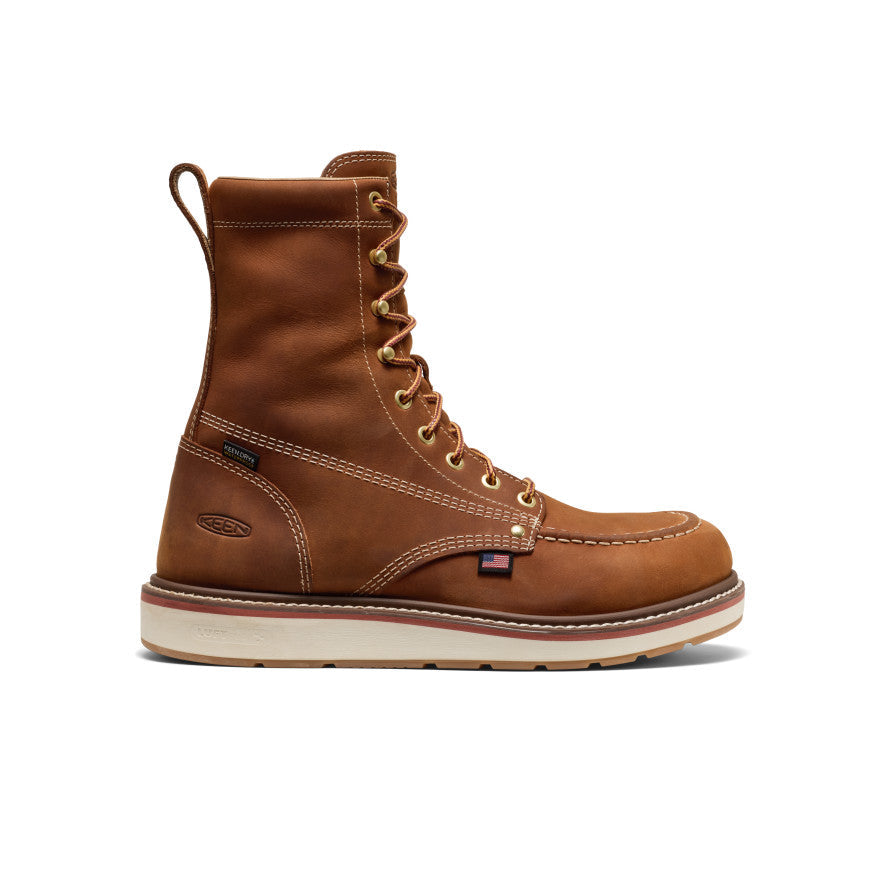 Keen Men's Liberty 8" Waterproof Boot (Soft Toe) | Leather Brown/Birch