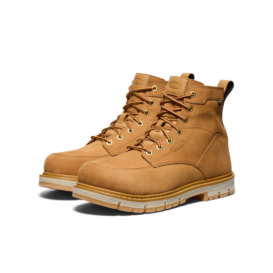 Keen Men's San Jose 6" Waterproof 90° Heel Boot (Aluminum Toe) | Bistre/Gum