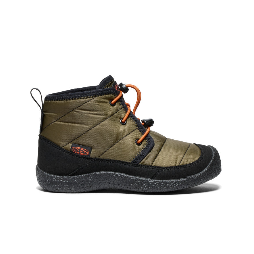 Keen Big Kids' Howser II Waterproof Chukka | Dark Olive/Gold Flame