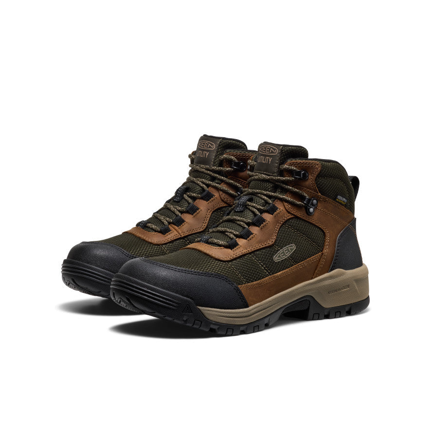 Keen Men's Skokie Waterproof Work Boot (Soft Toe) | Forest Night/Black