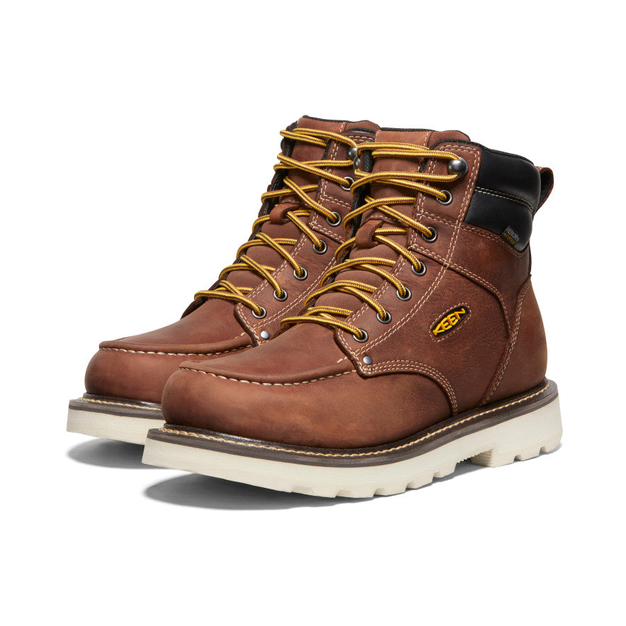 Keen Men's Cincinnati 6" Waterproof 90° Heel Boot (Soft Toe) | Tuscan Red/Sandshell