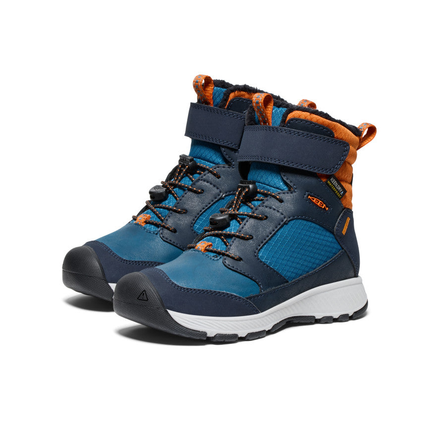 Keen Little Kids' Skua Waterproof Winter Boot | Sky Captain/Gold Flame