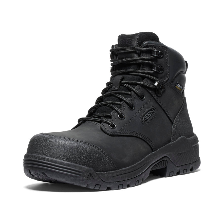 Keen Men's Evanston 6" Waterproof Boot (Carbon Toe) | Black/Black