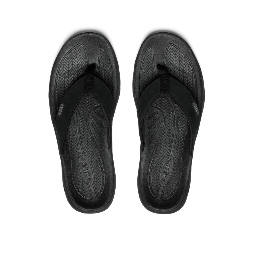 Keen Men's Kona Leather Flip-Flop | Black/Steel Grey