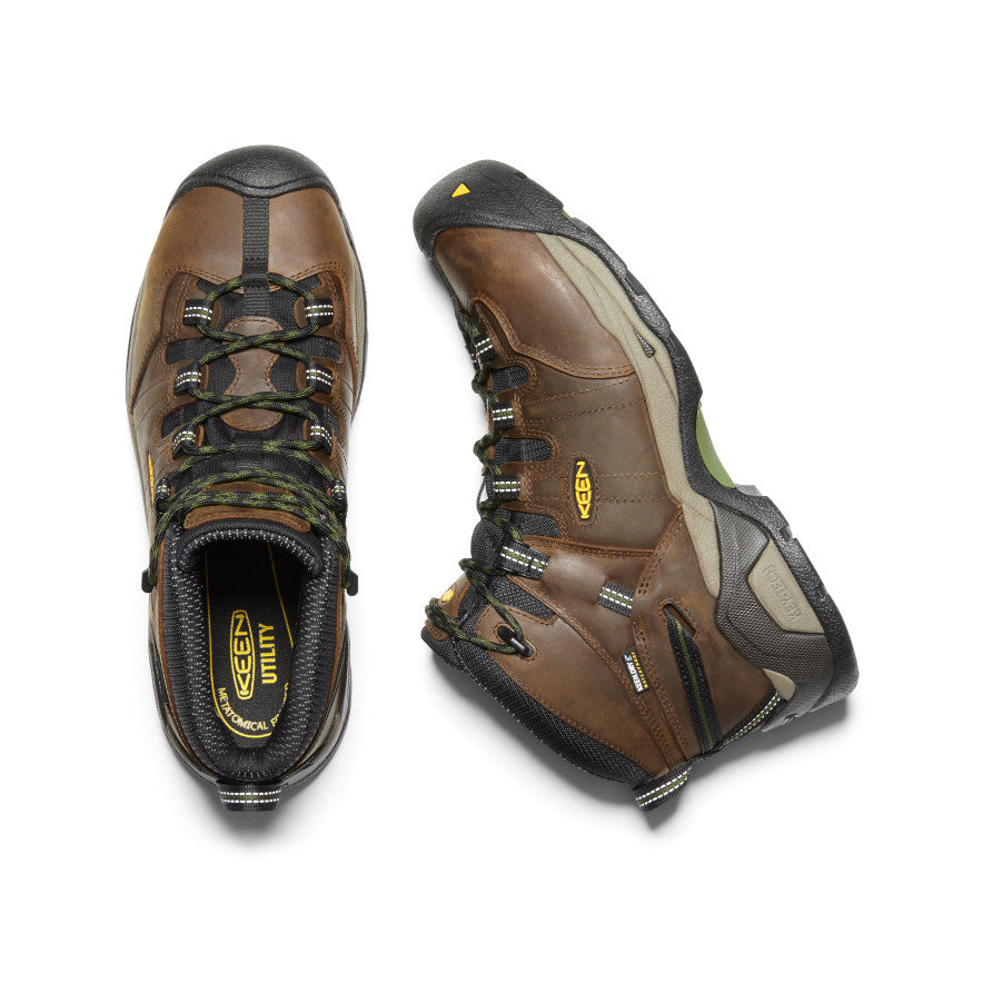 Keen Men's Detroit XT Waterproof Boot (Steel Toe) | Cascade Brown/Bronze Green