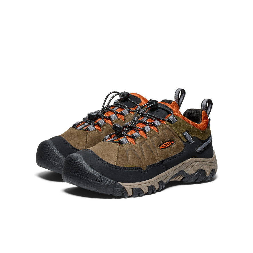 Keen Big Kids' Targhee IV Waterproof Hiking Shoe | Dark Olive/Gold Flame