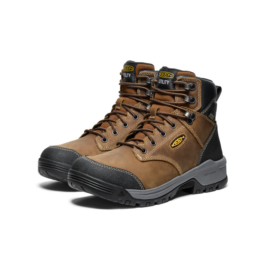 Keen Men's Evanston 6" Waterproof Boot (Soft Toe) | Bison/Black