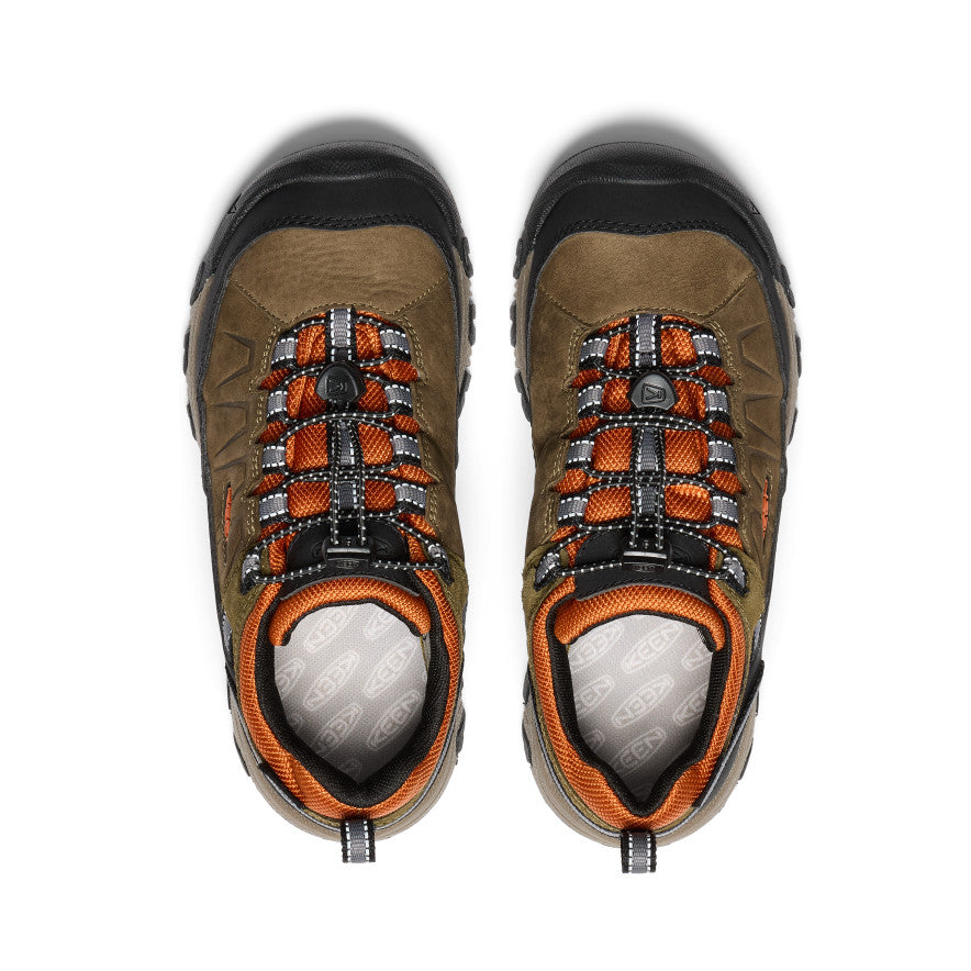 Keen Big Kids' Targhee IV Waterproof Hiking Shoe | Dark Olive/Gold Flame