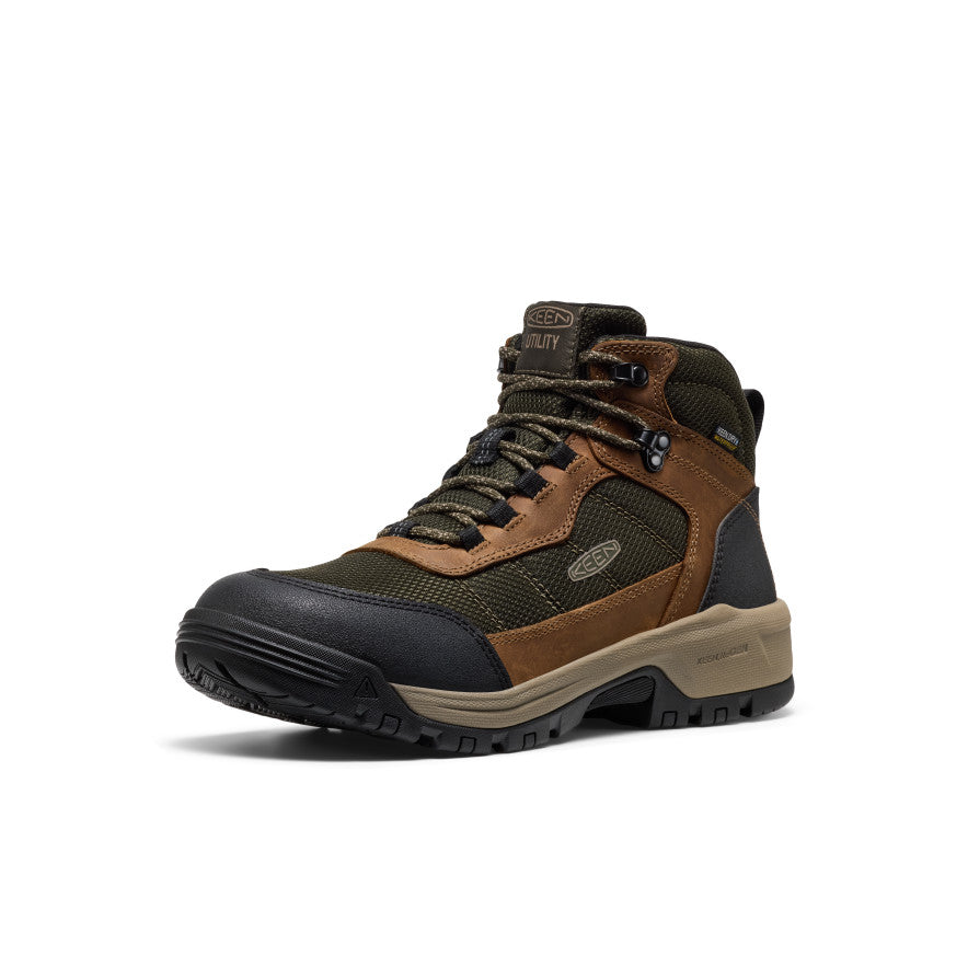 Keen Men's Skokie Waterproof Work Boot (Soft Toe) | Forest Night/Black