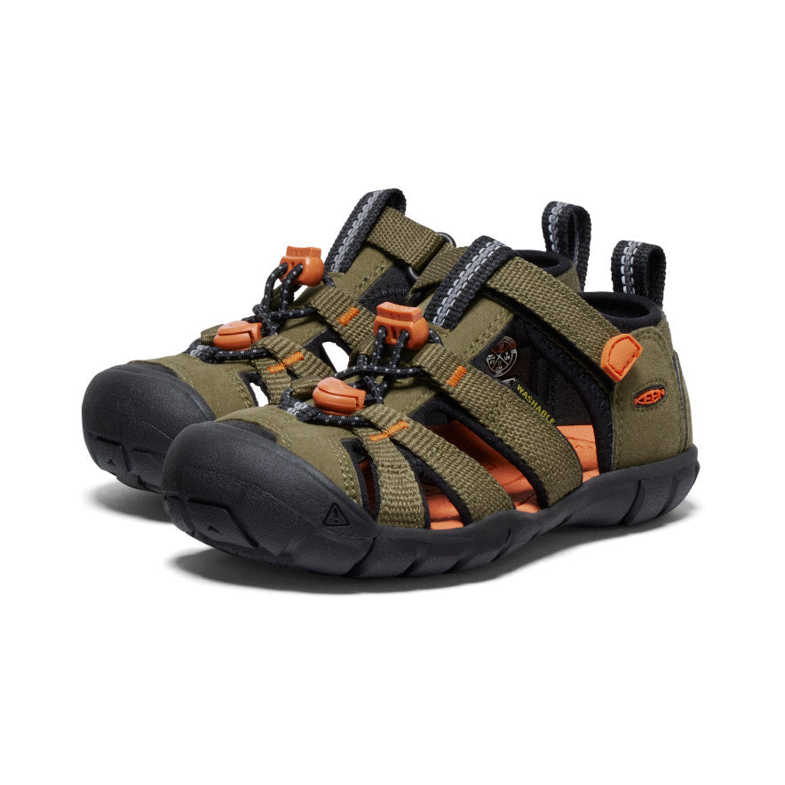 Keen Little Kids' Seacamp II CNX | Dark Olive/Gold Flame