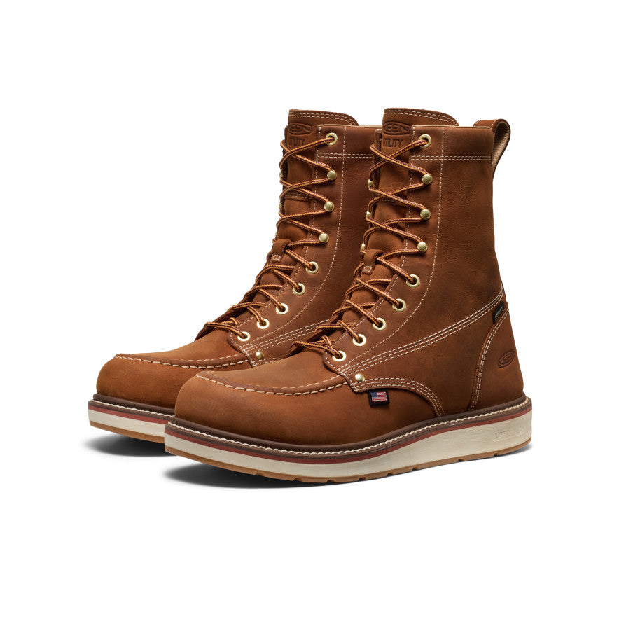 Keen Men's Liberty 8" Waterproof Boot (Soft Toe) | Leather Brown/Birch