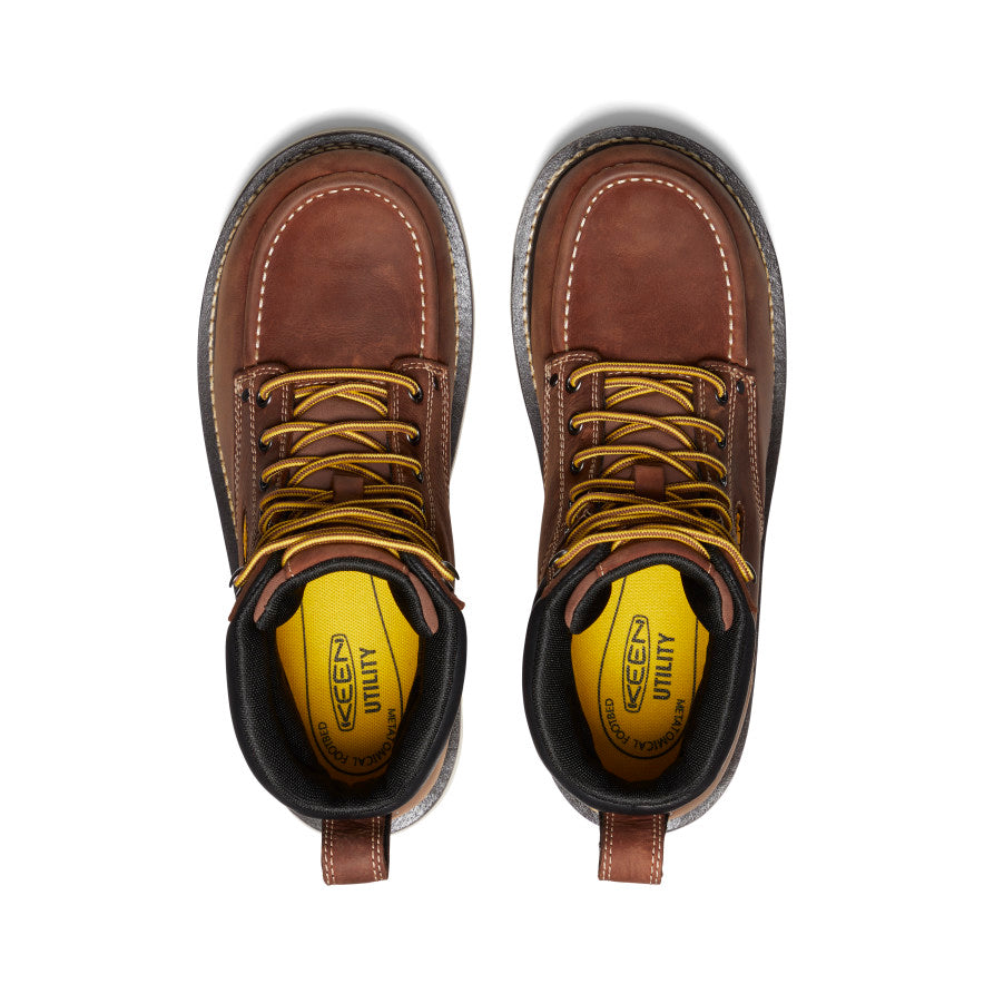 Keen Men's Cincinnati 6" Waterproof 90° Heel Boot (Soft Toe) | Tuscan Red/Sandshell