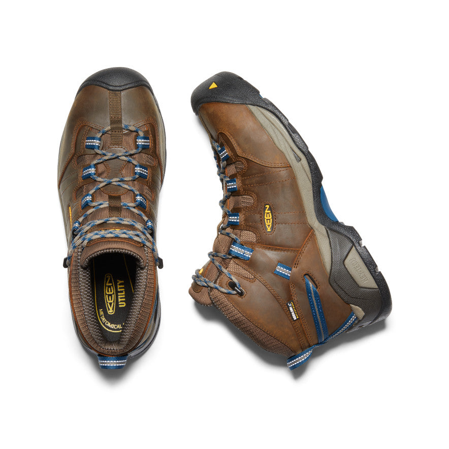 Keen Men's Detroit XT Waterproof Boot (Steel Toe) | Cascade Brown/Orion Blue