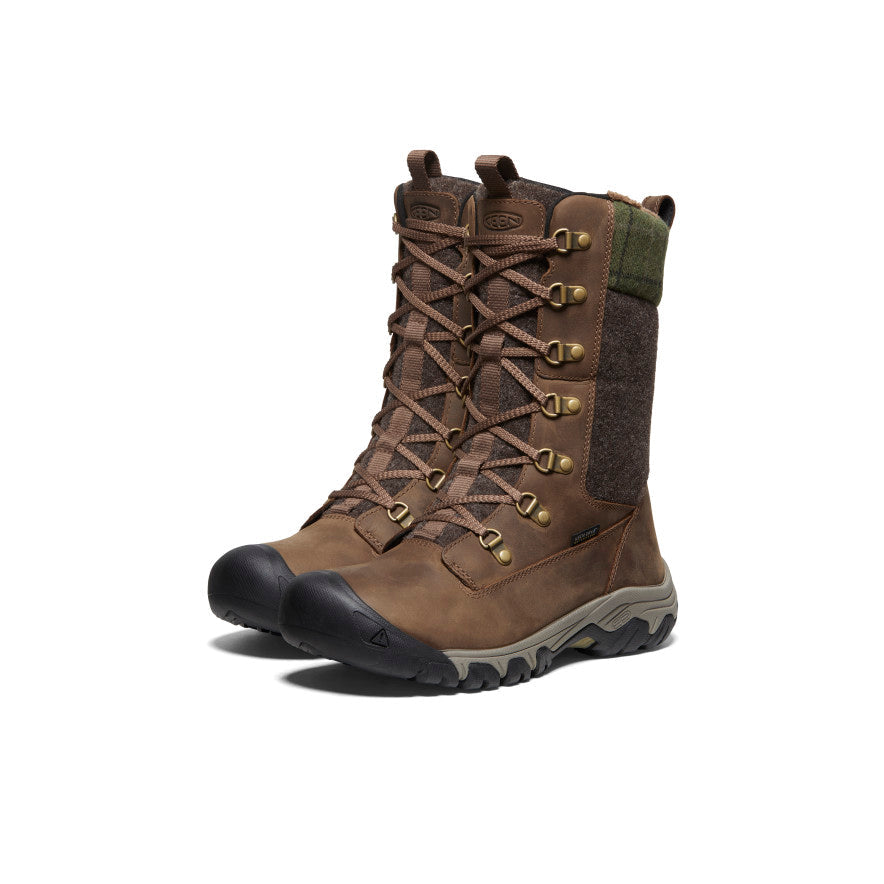 Keen Women's Greta Tall Waterproof Boot | Dark Earth/Green Plaid