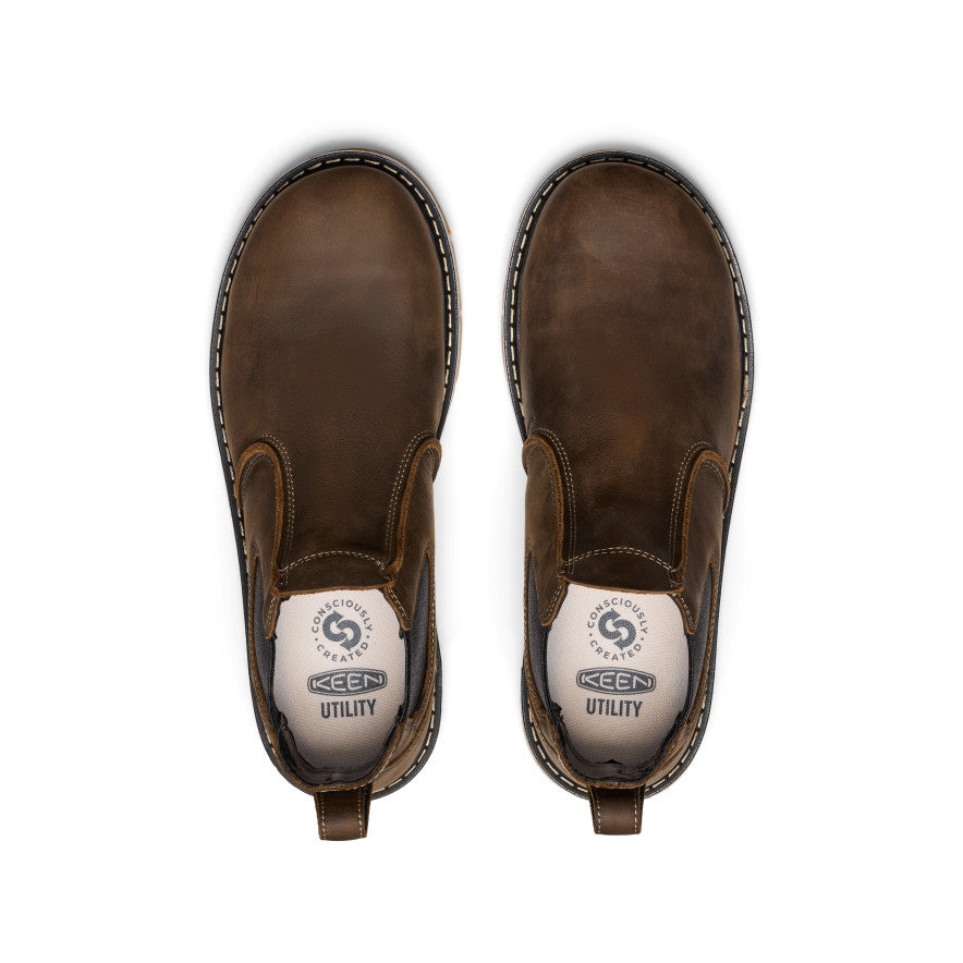 Keen Men's San Jose Chelsea 90° Heel Boot (Aluminum Toe) | Cascade Brown/Gum