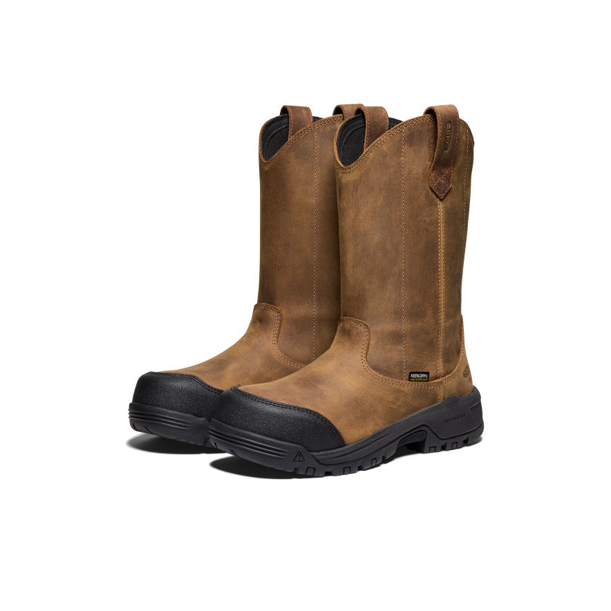 Keen Women's Evanston Pull-On Waterproof Boot (Carbon Toe) | Bison/Black
