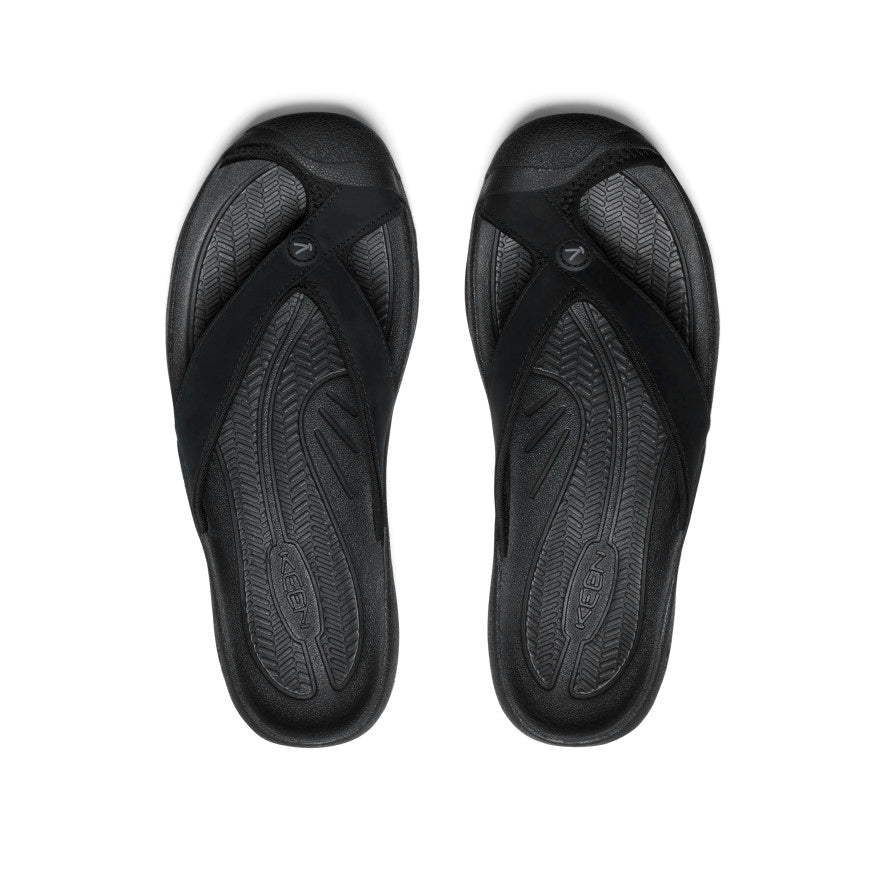 Keen Men's Waimea Leather Flip-Flop | Black/Black