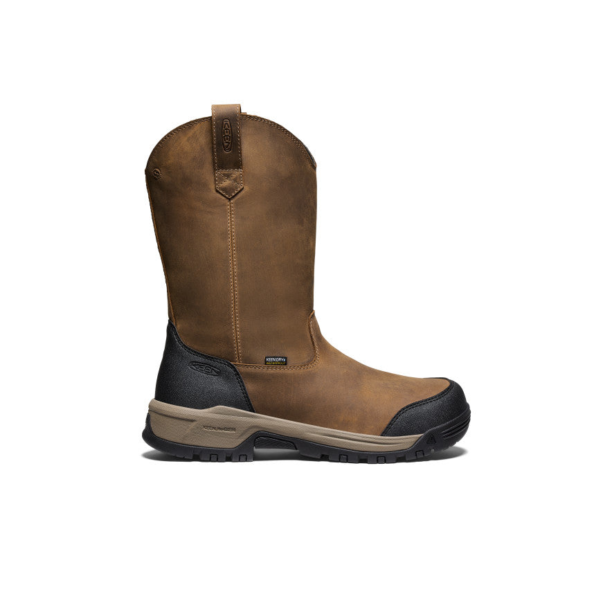 Keen Men's Evanston Pull-On Waterproof Boot (Soft Toe) | Bison/Black